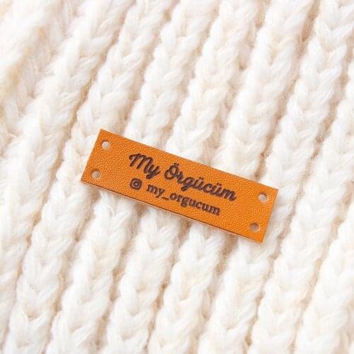 Custom Fabric Labels, Children, Leather Tags, personalized tags, knit labels, Custom Name, Knitting Tags For Hats (PB1525)