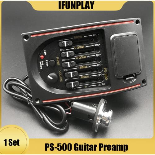 Free Shipping PS-500 5-Band Acoustic Guitar EQ Preamp Equalizer Piezo Pickup for Folk Guitarra