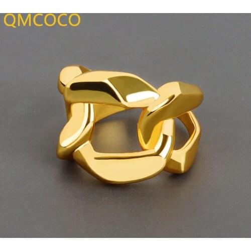 QMCOCO Korean Version Simple Wide Chain Opening Adjustable Ring INS Style Design Personality Versatile Hip-Hop Ring Party Gift