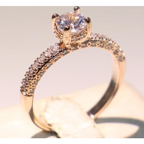 Size 5-10 Top Selling Stunning Cute Luxury Jewelry Infinity 925 Silver&Rose Gold Fill Round Cute AAA Zirconia Pave Crown Ring