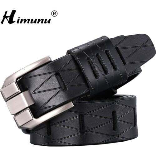 [HIMUNU] New Arrivals Cowskin Genuine leather Belt For Men Luxury Drand Designer Belts Men Jeans Top quality men belt