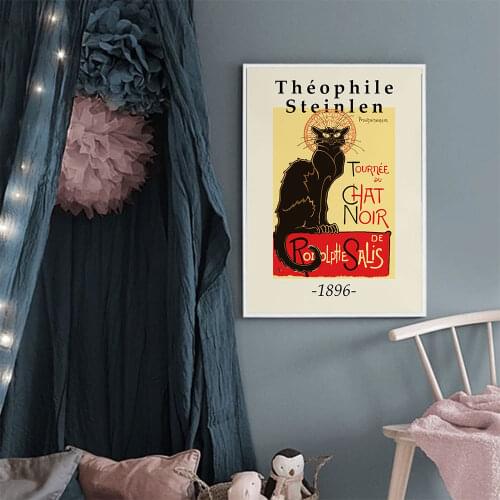 Rodolphe Salis Le Chat Noir Poster Vintage French Canvas Painting Nordic Art Print Modern Wall Picture Living Room Home Decor
