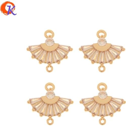 Cordial Design 50Pcs 14*15MM Jewelry Accessories/CZ Charms/Sector Shape/Earring Findings/Jewelry Connectors/Hand Made/DIY Making