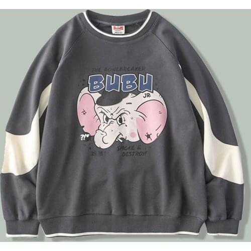 Hip Hop Cartoon Elephant Print Hoodie Sweatshirt Mens Harajuku Streetwear Patchwork Hooded Pullover Autumn Loose Couple Hoodies