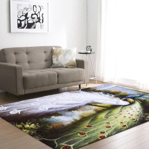 Peacock Print Thicken Carpet Nordic Style Carpets For Living Room bedside Bedroom Rectangular Rug Household decorate Mat/Rugs