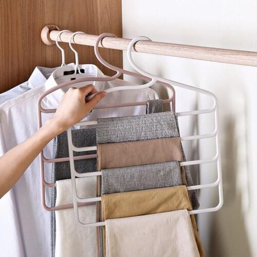 5 Layers Hanger Storage Rack MultiFunctional Pants Hangers Holders Trousers Clothes Hanger Space Saver Wardrobe Closet Organizer