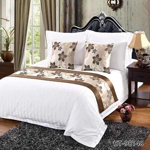 High-grade New Chinese Style Simplicity Flower Hotel Bed Runner Dark Coffee Elegant Bed Flag Table Runner Pillow Case