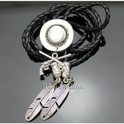 South Western Cowboy Hat Stetson Corss Gun Pistol Rodeo Bolo Bow Tie Necktie Line Dance Mens Jewelry Gravata Borboleta