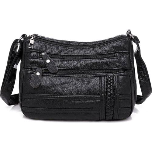 Ladies Multi-pocket Messenger Bag High Quality Soft PU Leather Shoulder Bags Casual Crossbody Bags for Women 2020