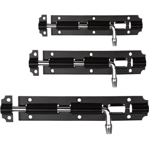 1pc Door Bolts 4/5/6/8 Inch Long Lacquered Door Latch Sliding Lock Barrel Bolt Latch Hardware Hasp Staple Gate Safety Lock Black