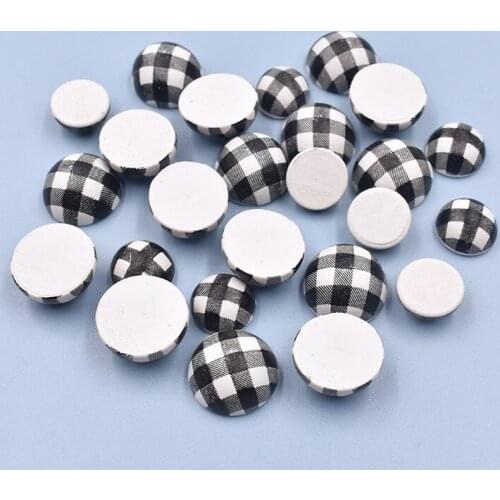 10pcs Craft Wood Beads Buffalo Plaid Print Wooden Beads Polished Spacer Beads Natural Handmade Semicircle Beads