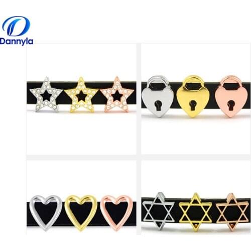 10pcs/lot Wholesale 8mm Mix Style Slide Charms Fit 8mm Wristband Bracelet LSSC327-401