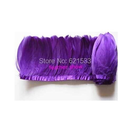 10Yards/lot! Approx 8-9cm height Purple Goose Feather Trimming Fringe on matching ribbon