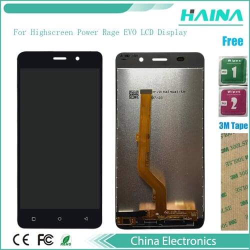 100% tested Touch LCD Display For Highscreen Power Rage EVO LCD Display Touch Screen Digitizer Sensor Assembly Replacement