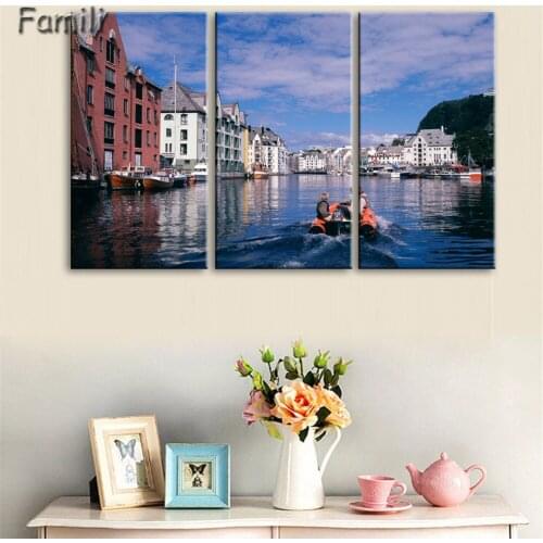 3 Panel Modular Wall Art Norway Reina Night Landscape Poster HD Print On Canvas Modern Home Decor Canvas Painting for Livingroom