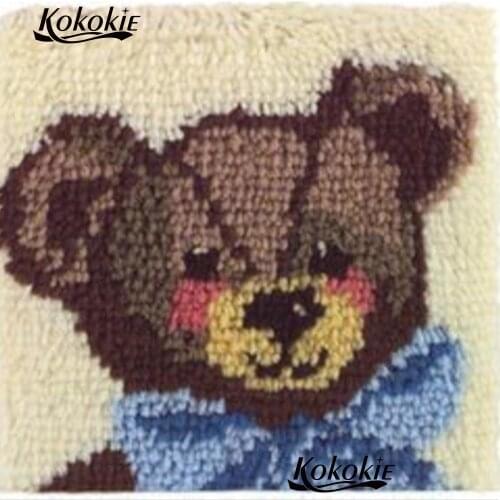 3d cushion blanket bear cross stitch kits latch hook rug pillow Crochet embroidery yarn handicraft Pillowcase Making kits