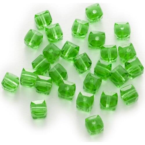 50 Piece Lawngreen Cut Faceted Crystal Glass Cube Spacer Beads Fit Necklace Bracelet Making For Women Jewelry Making DIY 4-8mm