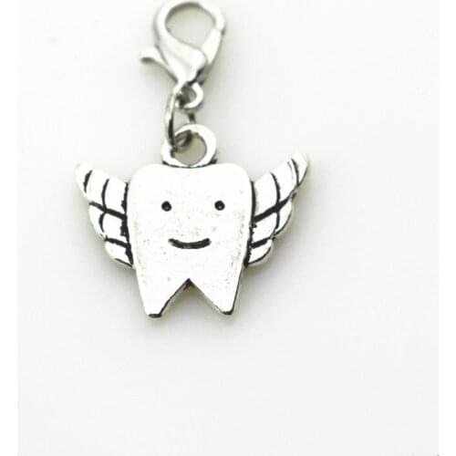 50pcs/lot TOOTH charms dangle charms lobster clasp hanging floating charms Diy bracelet pendants jewelry
