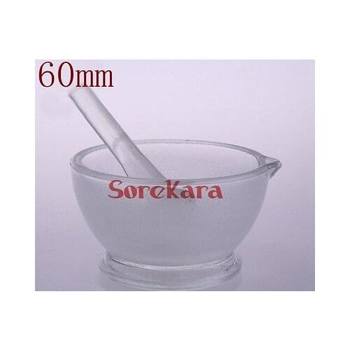 60mm Footed Glass Mortar and Pestle Mixing Grinding Bowl Set Lab Kit Tools Glass Mortar