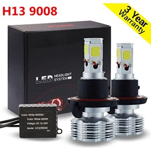 9008(H13 Hi/Lo) LED Headlight Bulbs Conversion Kit COB LED Chips 120W 12000LM 6000K per Set Low Beam/ High Beam/ Fog Light Bulbs