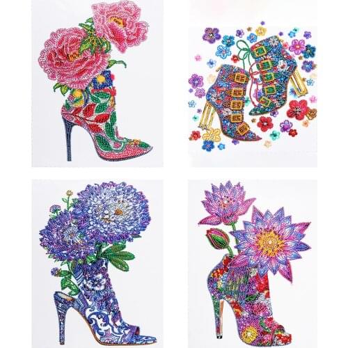 5D DIY Art Diamond Painting Beautiful Flower High Heels Pattern Diamond Mosaic Full Embroidery Cross Stitch Home Decoration Gift
