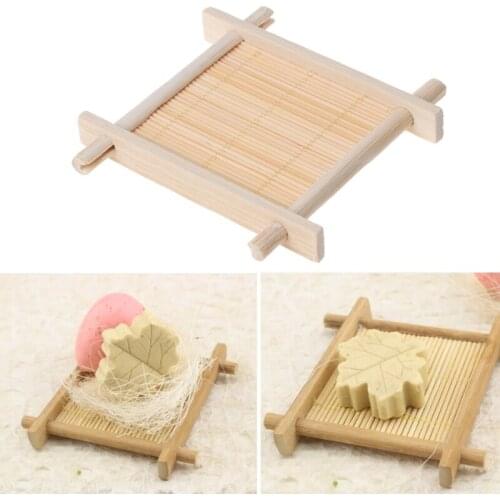 Bamboo Wooden Handmade Bathroom Soap Dish Holder Drain Storage Rack Shower Rack GXMA