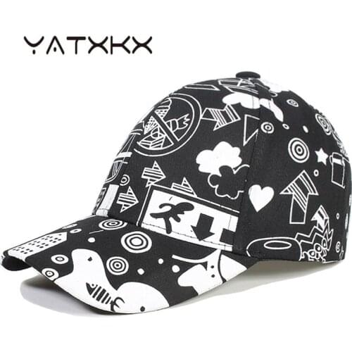 [YaTxKx] Mens Baseball Cap Graffiti Printed Hats Cotton Versatile Sunshade Casual Mens And Womens Hat Cap For Men кепка