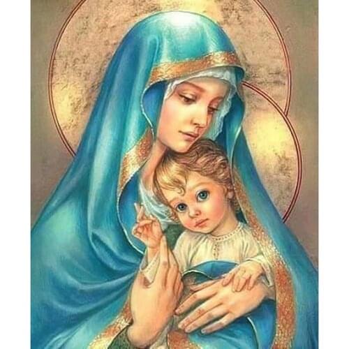 CraftArtGo 5D Diamond Embroidery The Virgin Mary Full Square Round Rhinestone Mosaic Painting Cross Stitch Flowers Diamond Kit