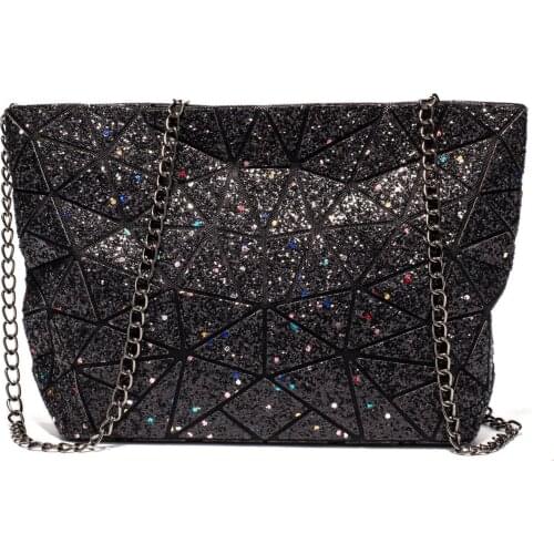 DIOMO New Laser Glitter Small Shoulder Bag Women Messenger Bag Geometric Chain Bags Teenager Girl Rainbow Color Handbag