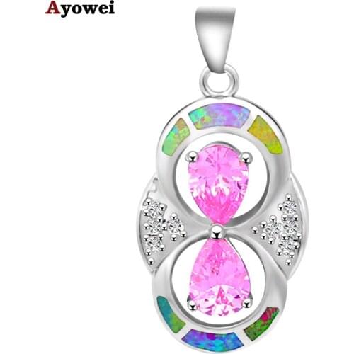 Hot selling AAA Pink Zircon Purple Fire Opal stamp Silver Pendants Fashion jewelry Anniversary Birthday Gifts OP423A