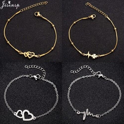 Jisensp Romantic Hollow Peach Heart Bracelet Unique Design Heartbeat Bracelets for Women Fashion Jewelry Gift brazalete mujer