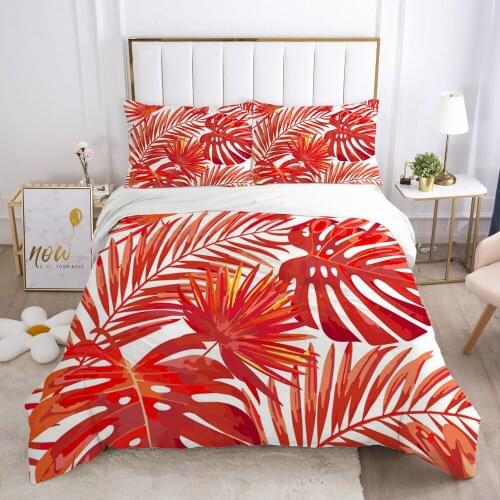 3D Bohemia Design Duvet Cover Set Red Leaves Bedding Sets Quilt Covers Pillowcases Blanket Cases Queen Full Twin Size Bed Linen