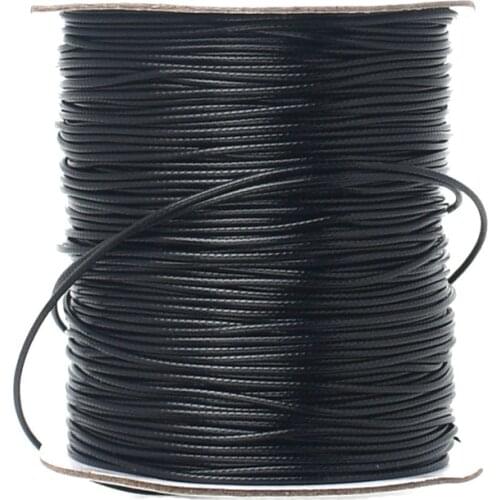 10M/11Yards 1.5mm Korean Waxed Polyester Cord Black Imitation Leather Waxed Thread Braided String For Jewelry Making Accessories