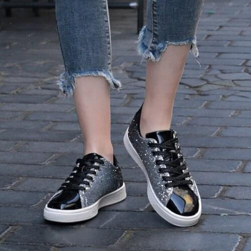 Size 41 Bling Casual Shoes Women Sneakers Femme Fashion Vulcanize Shoes for Girls Women Korean Style Sneakers Flats Shoes Women