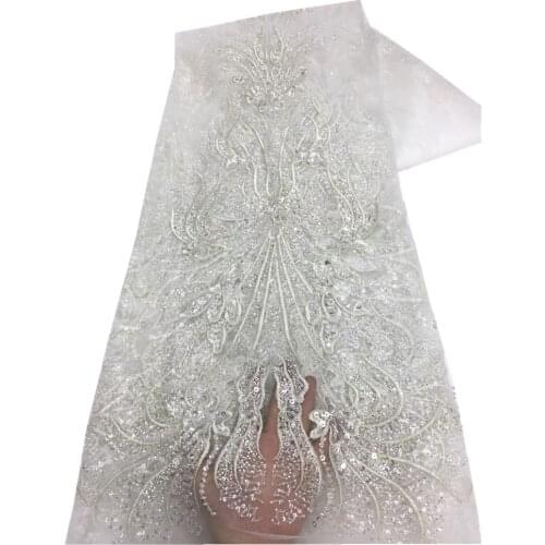 Handmade Lace African French Lace Fabric 2021 High Quality Beaded Ghana Lace For Nigerian Lace Fabrics For Party Dress x70-18