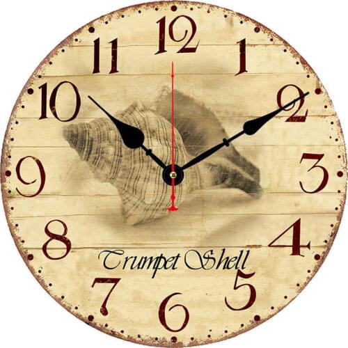 Fashion Conch Shell Wall Clock, Sea Shell Large Modern Home Decor Circle Round Non Ticking Silent Gift