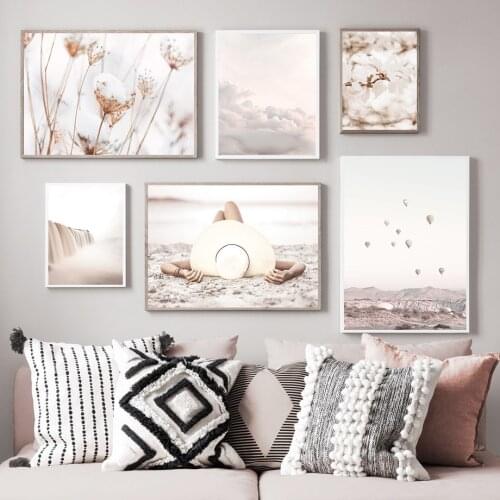 Sea Beach Girl Seagull Dandelion Flower Wall Art Canvas Painting Nordic Posters And Prints Wall Pictures For Living Room Decor