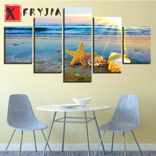 5pcs Diy Diamond Painting 5d Shell Starfish sea scenery mosaic full square round diamond Embroidery sale Home Decor puzzle