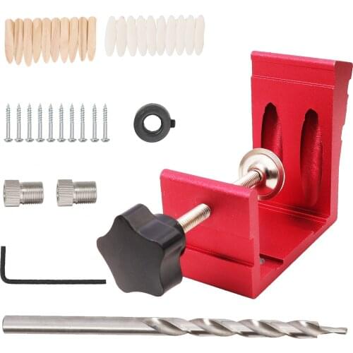 46pcs Pocket Hole Drill Puncher Jig Kit Angle Drill Guide Set for Wood Hole Saw Step Drill Bits Screwdriver Bit Woodworking Tool