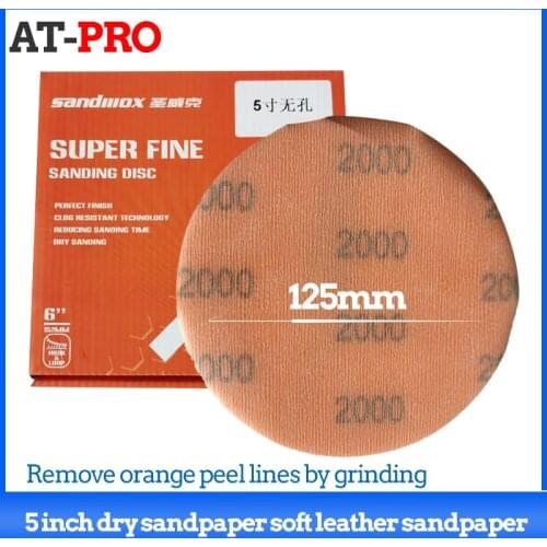 ATPRO 25 Pieces Of Round 5 Inch125mm Circ Soft Film Sandpaper 1200 1500 2000 3000 Grit Car Paint Treatment Polishing Disc Velcro