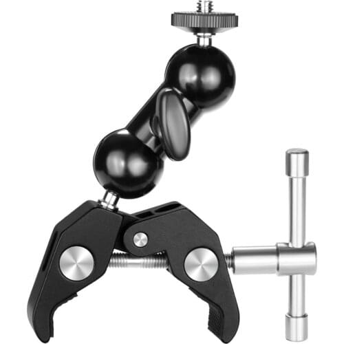 Neewer Cool Ballhead Arm Multi-functional Double Ball Adapter for Attaching LED Video Light,Camera,Camcorder,Monitor and more