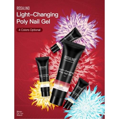 ROSALIND 2021 NEW 15ml Light-Changing Poly Nail Gel 4 Fashion Colors Quick Builder ExtensionSemipermanent nail polish