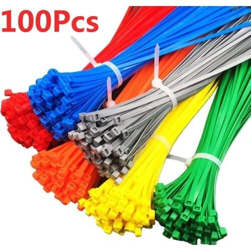 100Pcs Adjudtment Self-locking Cable Tie Nylon Wire Cable Tie Fastening Ring corrosion resistance insulation Cable Ties