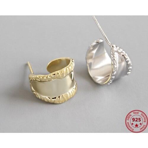 100% 925 Sterling Silver Earrings Arched Leaf Eardrop Retro Minimalist Style Exquisite Jewelry For Female Students or Ladies