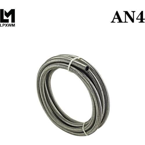 LPXWM - AN4 4AN AN-4 (5.6MM / 7/32\" ID)STAINLESS STEEL BRAIDED RACING HOSE FUEL OIL LINE 5 METER/5M LPXWM7111