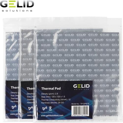 GELID Heat Dissipation Thermal Pad Notebook Thermal Grease GPU Card North South Bridge Cooler 12W/mk 120x120mm 0.5mm/1.0mm/1.5mm