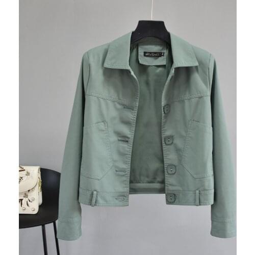 Faux Women Spring Autumn Jacket Short Green Pu Leather Coat Slim 2020 Abrigo Mujer Pph552
