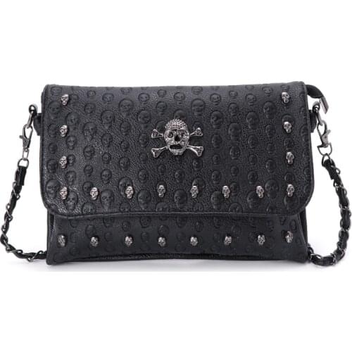 Women Handbag Rivet Gothic Skull Bags Chain Messenger Crossbody Shoulder Bag
