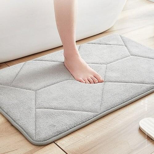 1PC Grey Non-Slip Bath Mats Memory Foam Water Absorbent Floor Mat Kitchen Carpet Bedroom Area Rugs Living Room Doormats