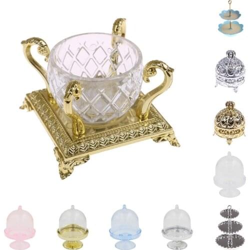 1PCS New Miniature Food DIY Craft For Dollhouse Mini Cute Dessert Pan Cake Stand Fruit Tray Doll Kitchen Toys